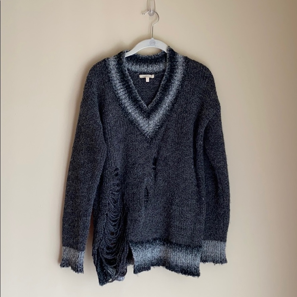 Distressed gray sweater